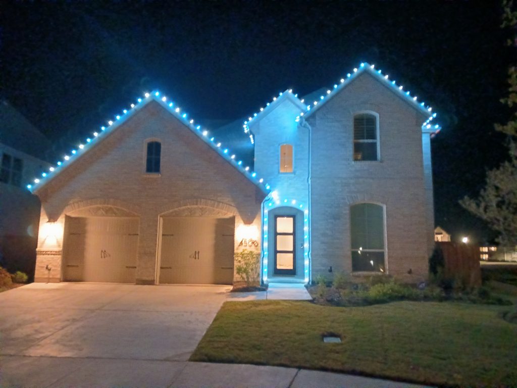 new Ice Blue Led Holiday out door installed professionally